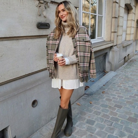 Zara wool blend check overshirt - Picture 2 of 8